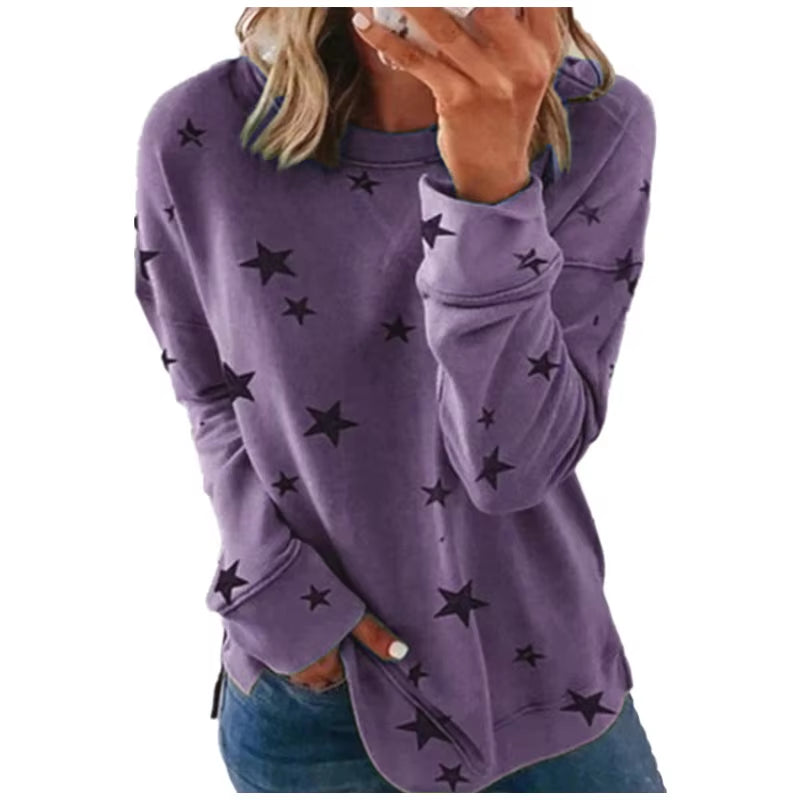 2025 Autumn Winter New Women'S Sweatshirt Loose Oversized Long-Sleeved T-Shirt Printed Tops for Woman