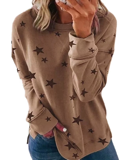 2025 Autumn Winter New Women'S Sweatshirt Loose Oversized Long-Sleeved T-Shirt Printed Tops for Woman
