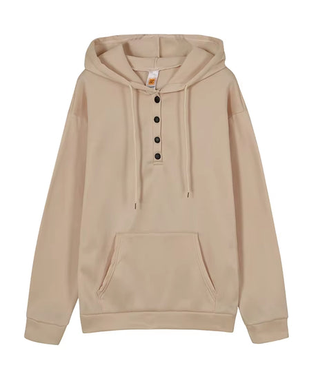 European and N Women'S Long-Sleeved Loose Casual Hooded Drawstring Pocket Hoodie