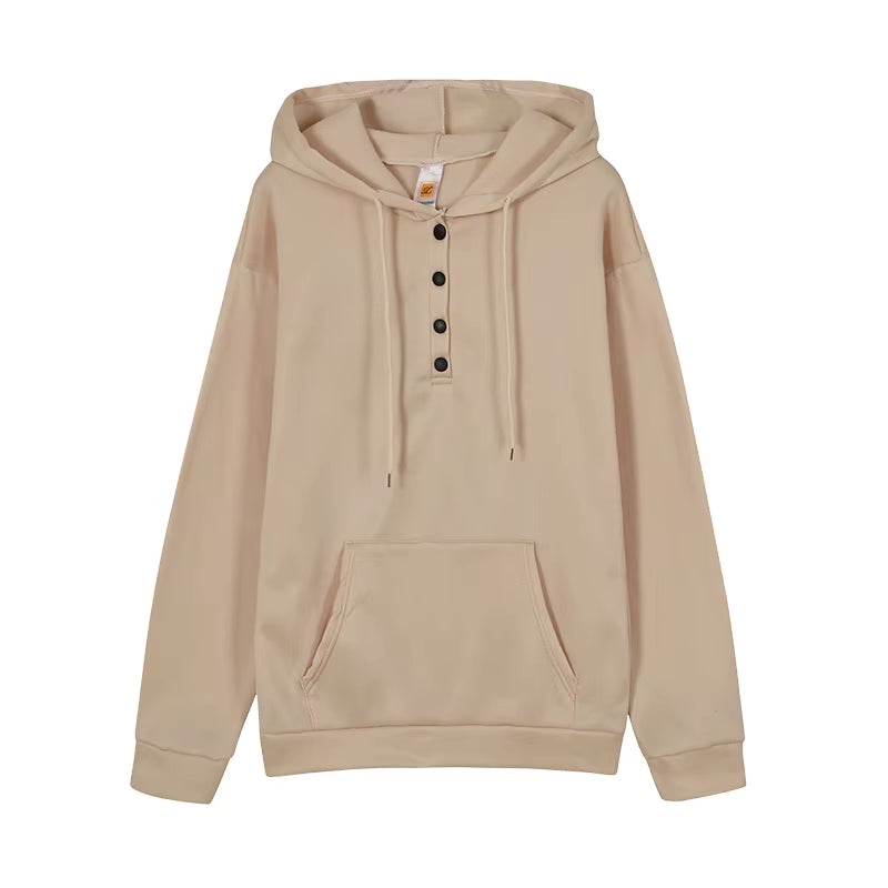 European and N Women'S Long-Sleeved Loose Casual Hooded Drawstring Pocket Hoodie