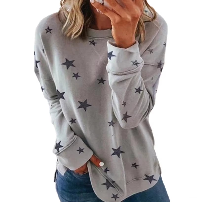 2025 Autumn Winter New Women'S Sweatshirt Loose Oversized Long-Sleeved T-Shirt Printed Tops for Woman