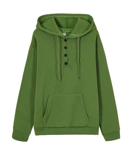 European and N Women'S Long-Sleeved Loose Casual Hooded Drawstring Pocket Hoodie