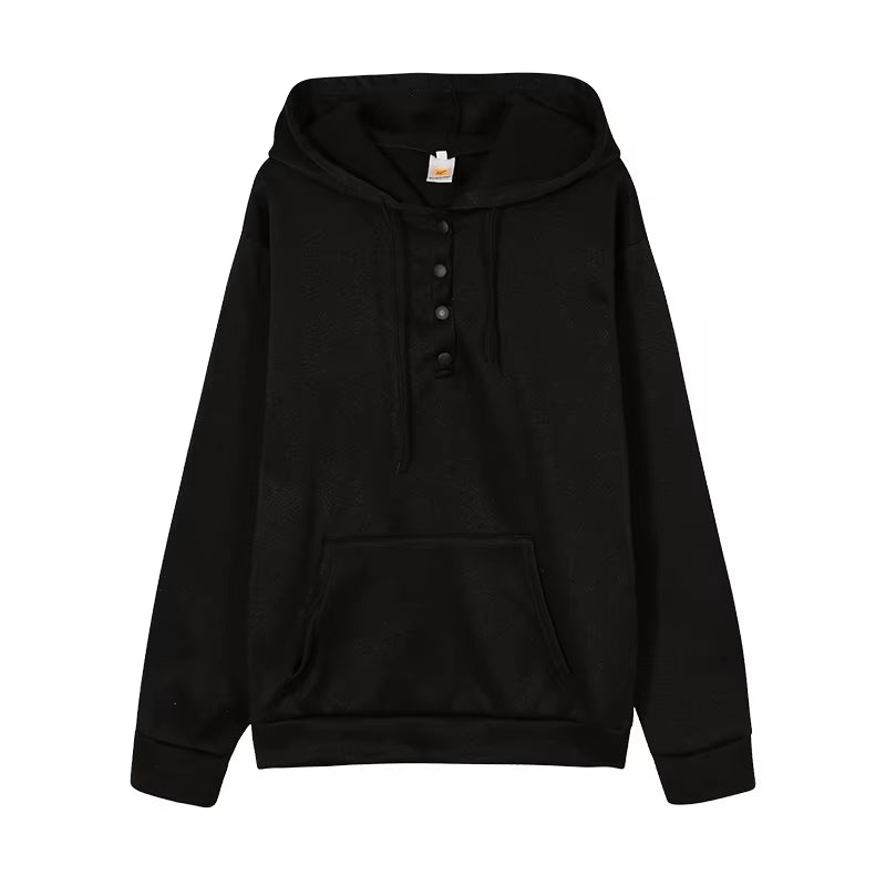 European and N Women'S Long-Sleeved Loose Casual Hooded Drawstring Pocket Hoodie