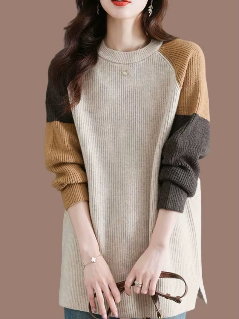 High-End European Sle Color Blo Long Sweater Women'S Loose Inner Wool Blend Base Irt Comfortable Soft Knitted Top