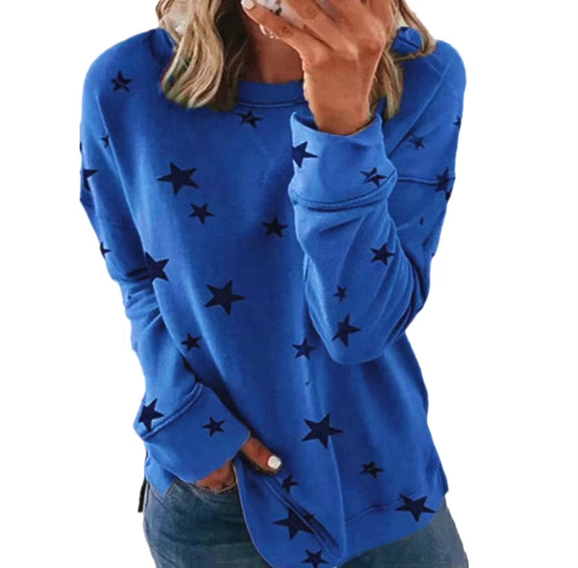2025 Autumn Winter New Women'S Sweatshirt Loose Oversized Long-Sleeved T-Shirt Printed Tops for Woman