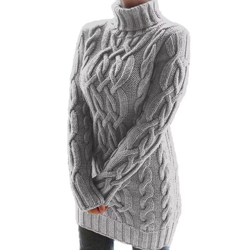Wish Sweater Women'S Sweater Autumn and Winter Thick Two Lapels Retro Thick Thread Twist Dress