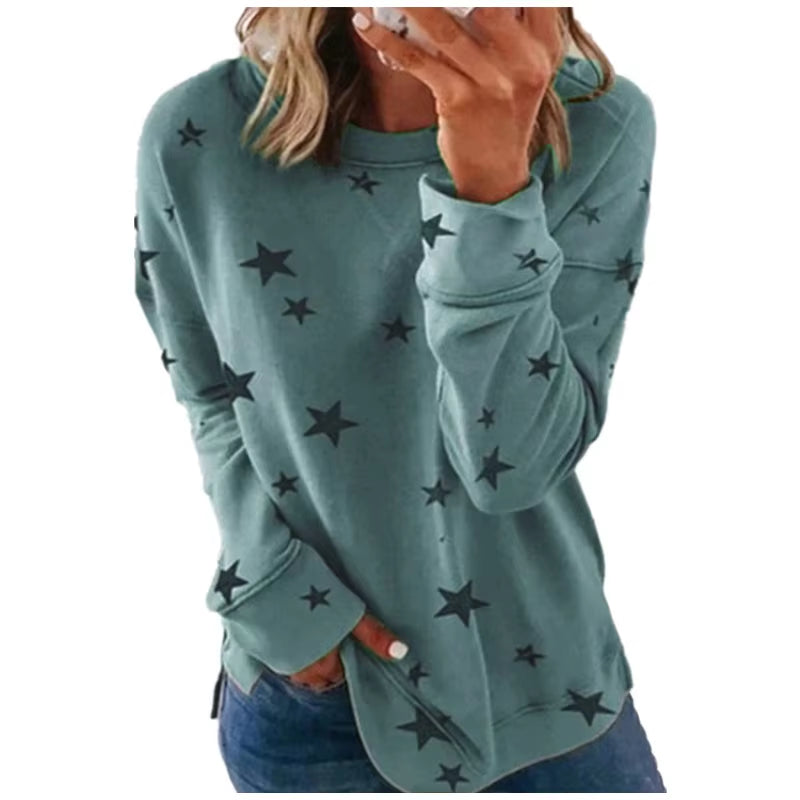 2025 Autumn Winter New Women'S Sweatshirt Loose Oversized Long-Sleeved T-Shirt Printed Tops for Woman
