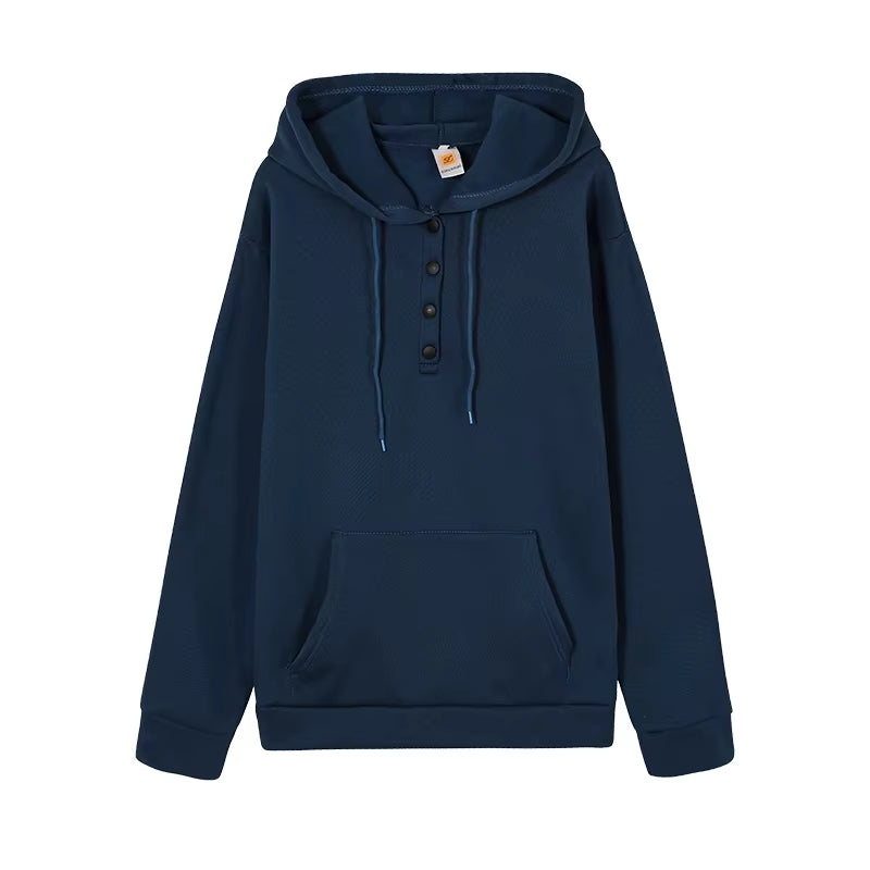 European and N Women'S Long-Sleeved Loose Casual Hooded Drawstring Pocket Hoodie