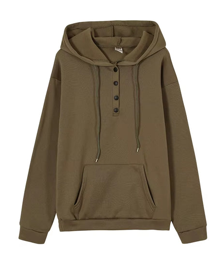 European and N Women'S Long-Sleeved Loose Casual Hooded Drawstring Pocket Hoodie