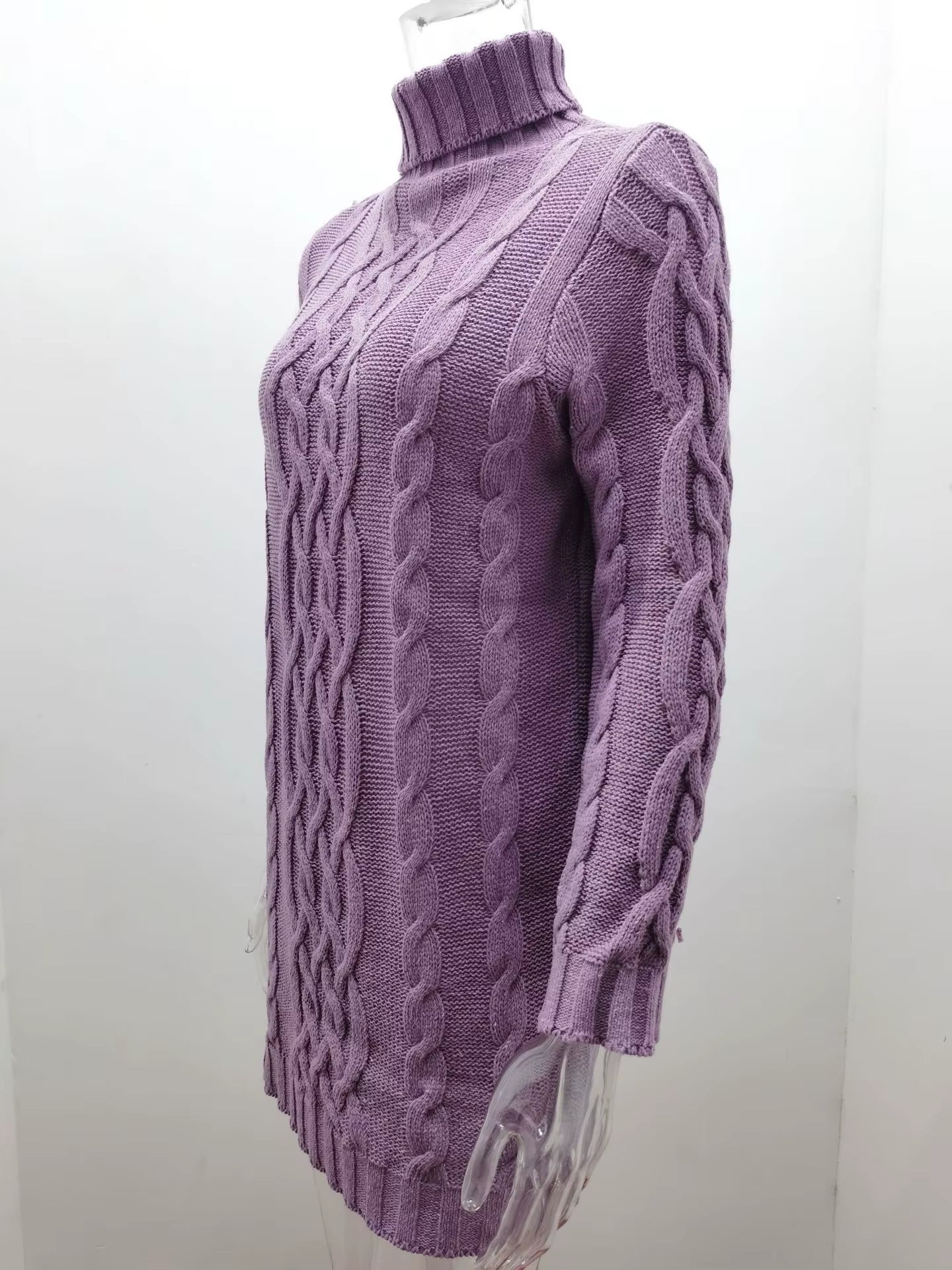 Wish Sweater Women'S Sweater Autumn and Winter Thick Two Lapels Retro Thick Thread Twist Dress