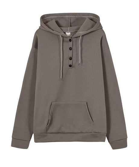 European and N Women'S Long-Sleeved Loose Casual Hooded Drawstring Pocket Hoodie
