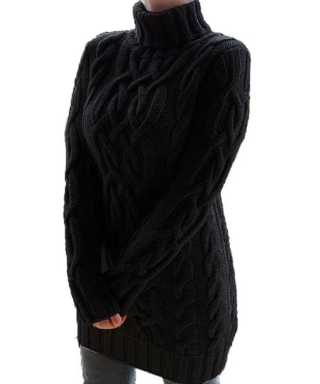 Wish Sweater Women'S Sweater Autumn and Winter Thick Two Lapels Retro Thick Thread Twist Dress