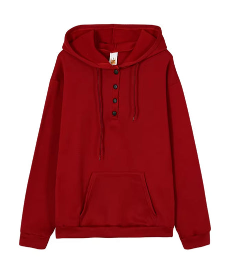 European and N Women'S Long-Sleeved Loose Casual Hooded Drawstring Pocket Hoodie