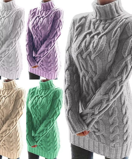 Wish Sweater Women'S Sweater Autumn and Winter Thick Two Lapels Retro Thick Thread Twist Dress