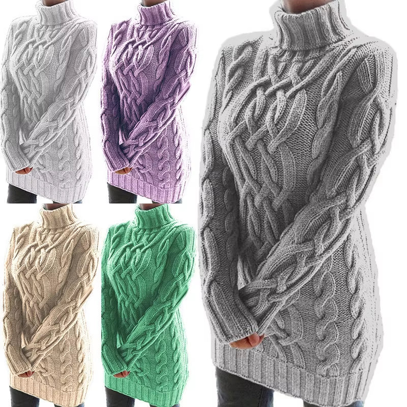 Wish Sweater Women'S Sweater Autumn and Winter Thick Two Lapels Retro Thick Thread Twist Dress
