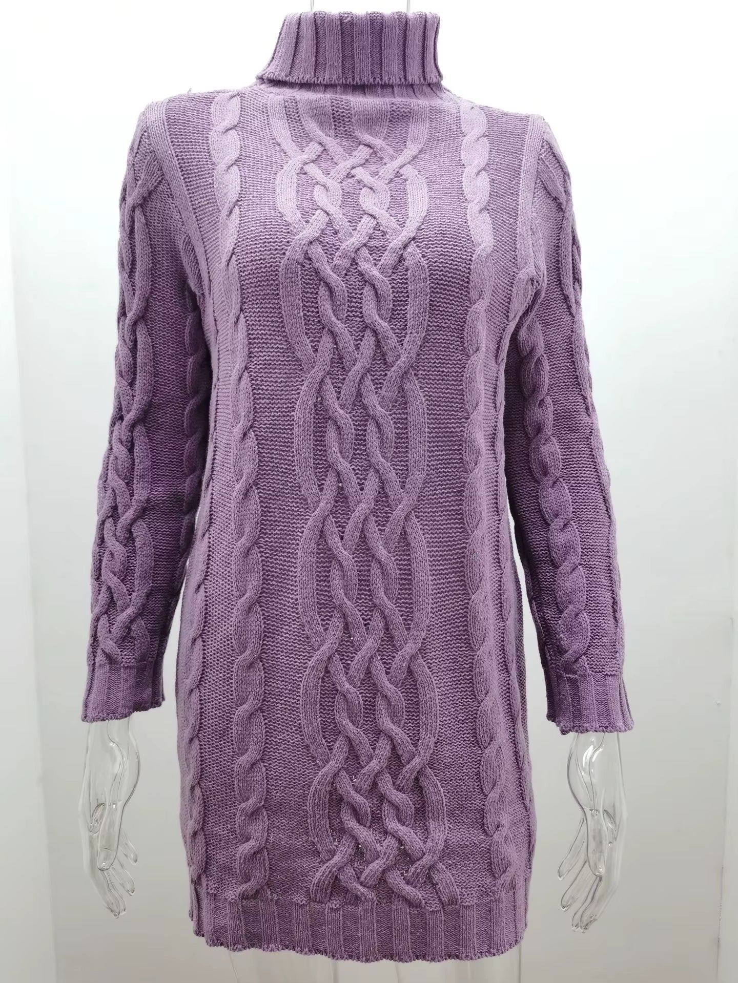 Wish Sweater Women'S Sweater Autumn and Winter Thick Two Lapels Retro Thick Thread Twist Dress